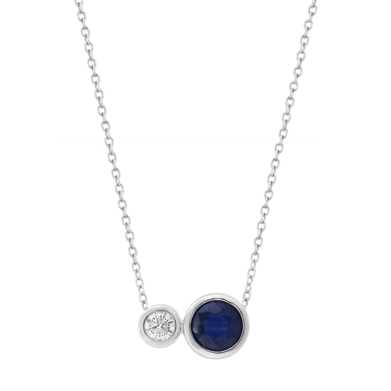 EFFY 14K Gold Diamond Natural Sapphire Two-Stone Pendant Necklace