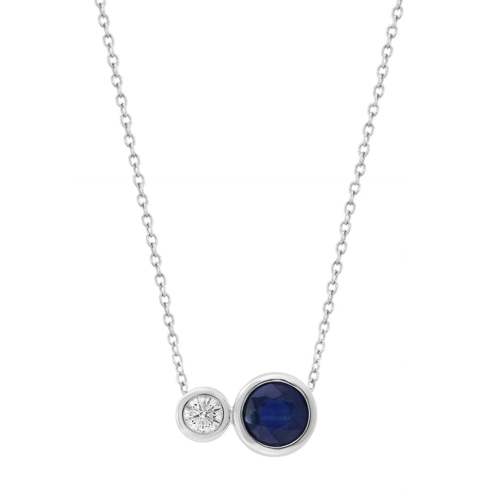 EFFY 14K Gold Diamond Natural Sapphire Two-Stone Pendant Necklace