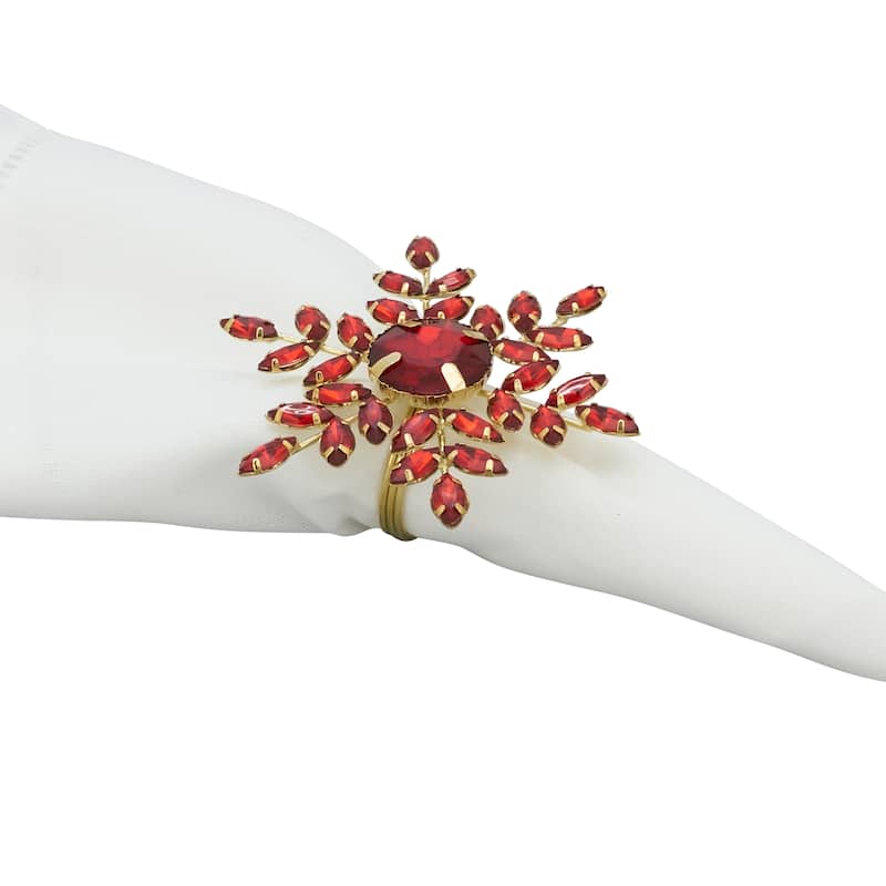 Elegant Frost Beaded Snowflake Napkin Ring (Set of 4)