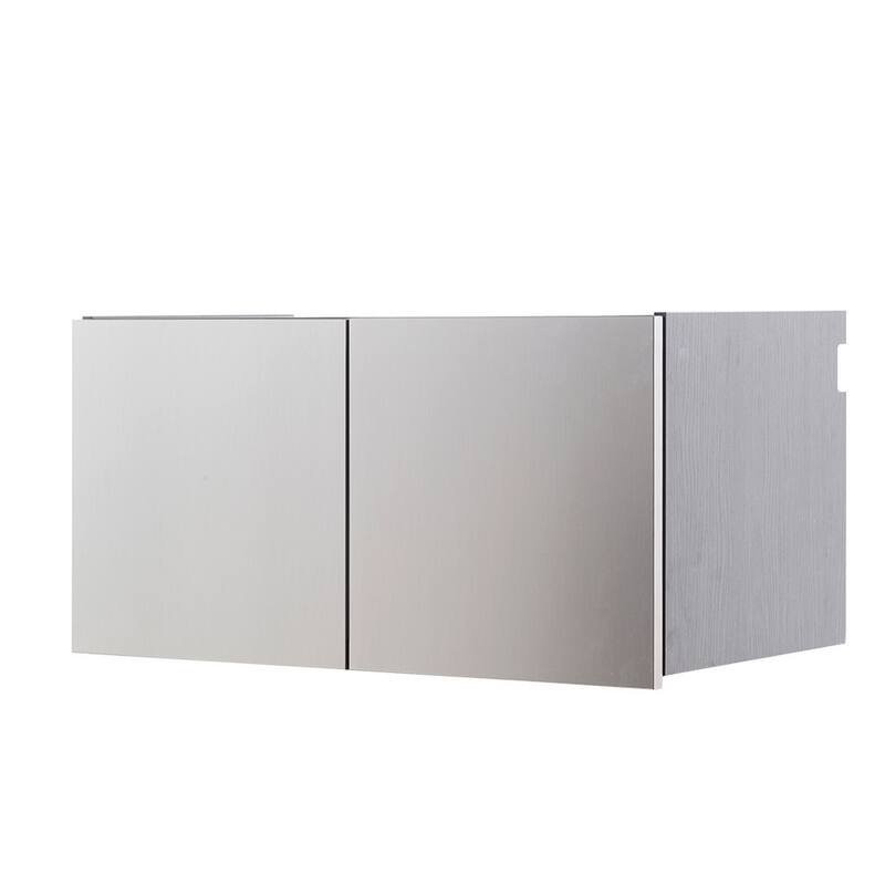 Osy Wall Mounted Garage Cabinet, 2 Wide Shelves, Double Door, Gray