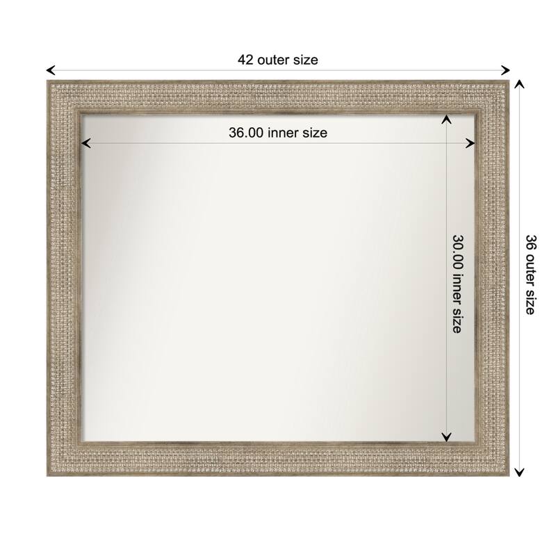 Trellis Silver Framed Non-Beveled Custom Wall Mirror, Bathroom Vanity Mirror - Outer Size: 42 x 36