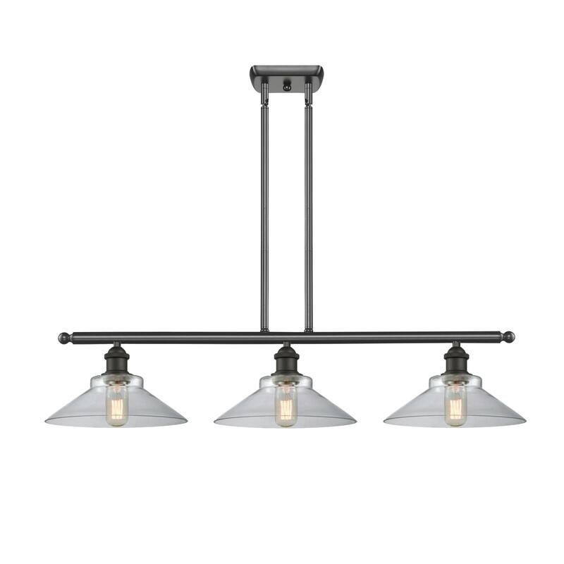 Innovations Lighting Disc 3 Light 36" Wide Linear Chandelier - Oiled Rubbed Bronze / Clear