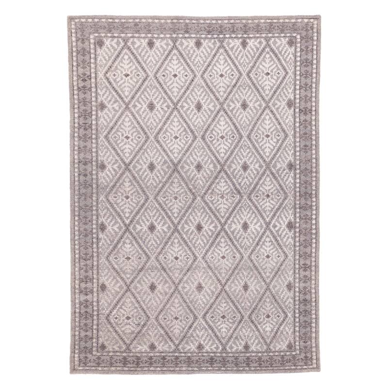 ECARPETGALLERY Hand-knotted Tangier Grey Viscose, Wool Rug - 5'3 x 7'8