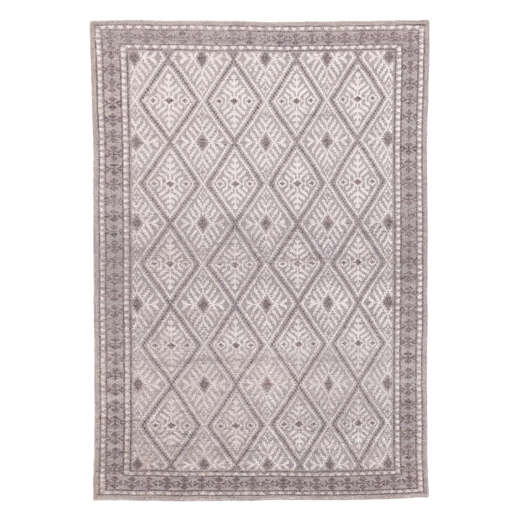 ECARPETGALLERY Hand-knotted Tangier Grey Viscose, Wool Rug - 5'3 x 7'8