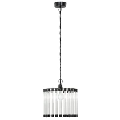 Monroe River of Goods Clear and Black Glass and Metal Pendant Light with Adjustable Hanging Cord