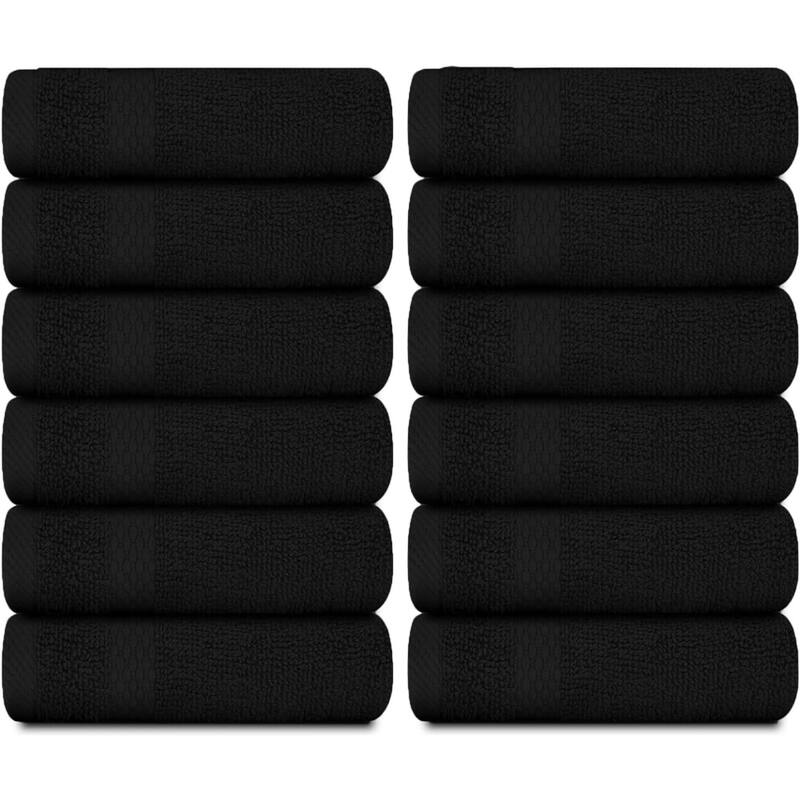 White Classic Luxury Cotton Washcloth 13x13 - Set of 12