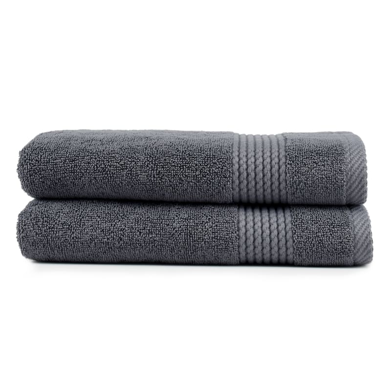 East'N Blue Lara Turkish Cotton Hand Towel (Pack of 2) - Dark Grey