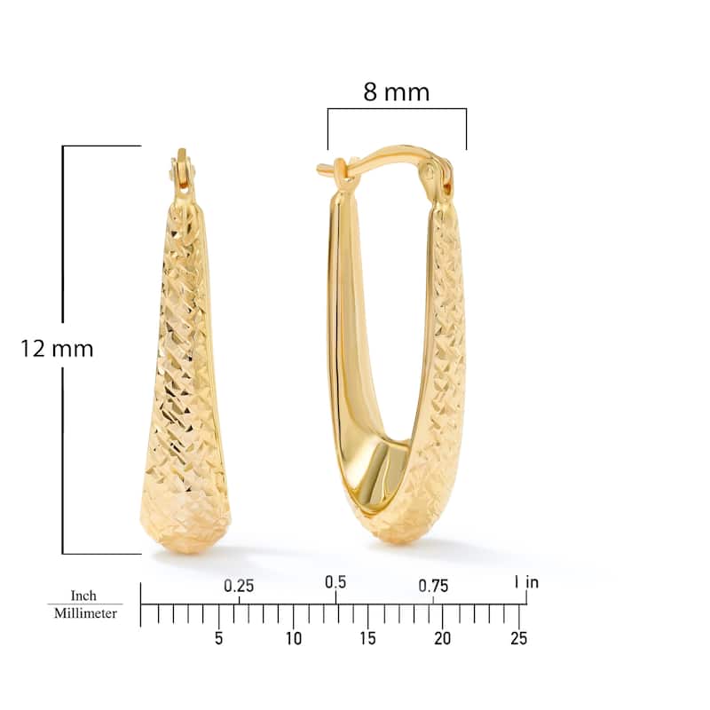 Clover 14K Yellow Gold Graduated Hoop Earrings - High-Polish or Diamond-Cut