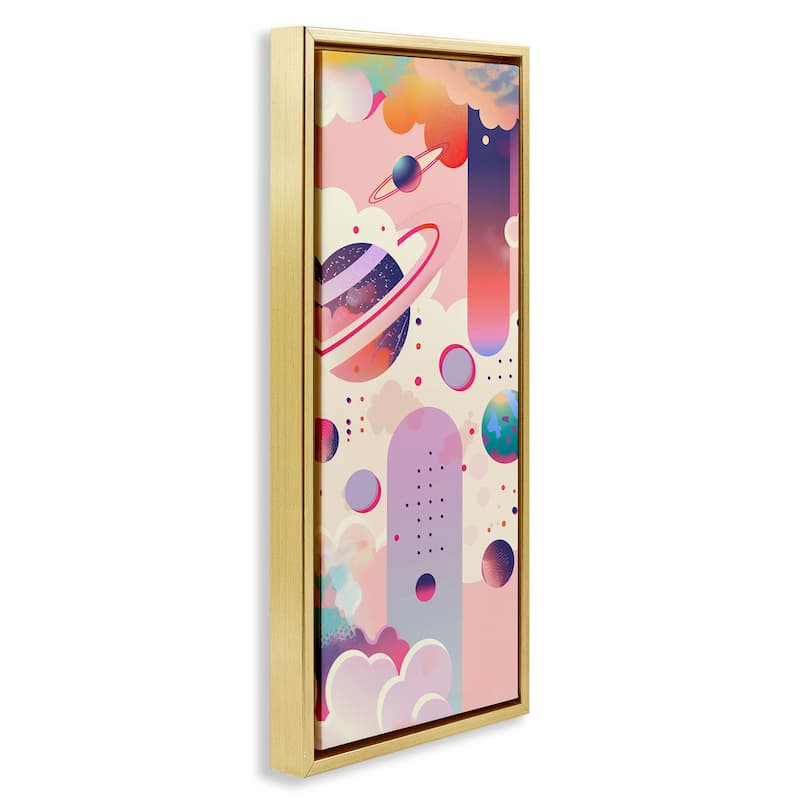 Stupell Surreal Geometric Planets Scene Framed Floater Canvas Wall Art Design By Wumples