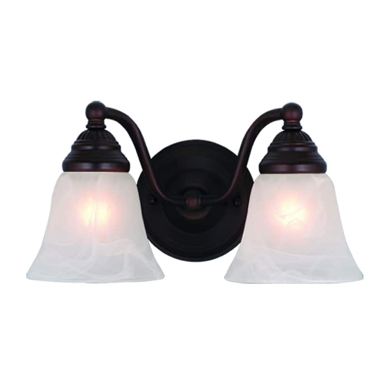 Standford 2 Light Bronze Bathroom Vanity Fixture - 13-in W x 7-in H x 7-in D - Oil Burnished Bronze - 13-in W x 7-in H x 7-in D