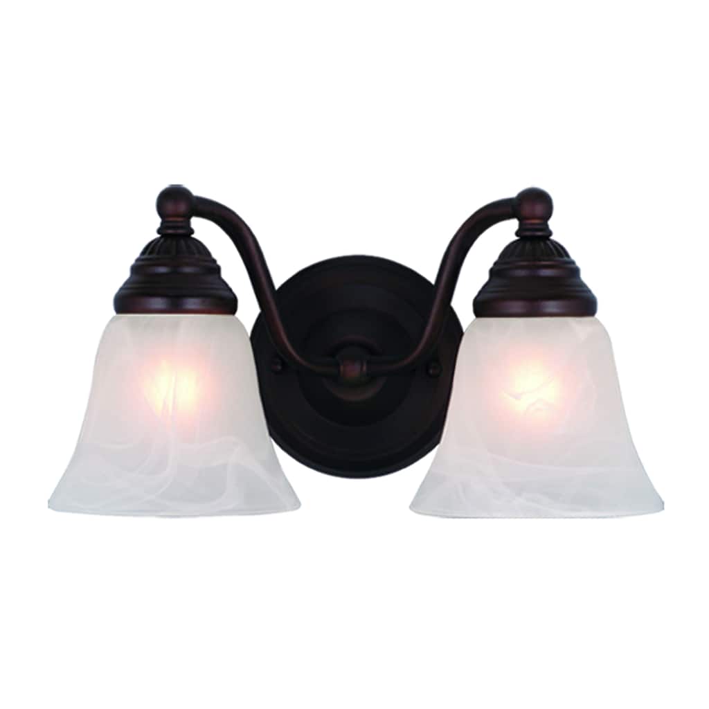 Standford 2-Light 13 in. W Oil Burnished Bronze Bathroom Vanity Lighting Fixture, White Alabaster Glass, Dimmable LED Compatible