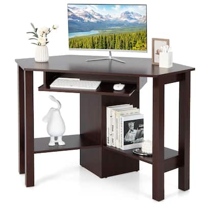 Costway Wooden Corner Desk With Drawer Computer PC Table Study Office