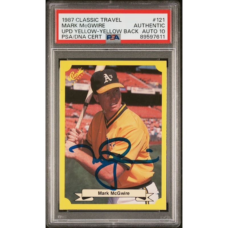 Mark McGwire 1987 Classic Travel Yellow Back Rookie Card #121 Auto PSA 10 597611 - 8'6" x 11'6"