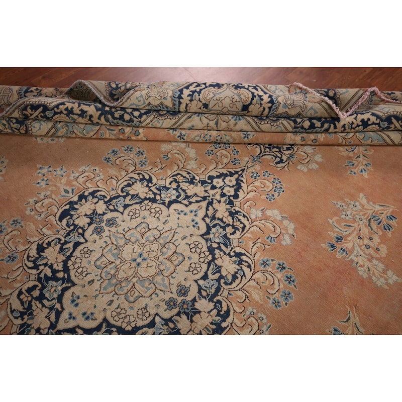 Vintage Distressed Kerman Persian Vintage Rug Handmade Wool Carpet - 9'8"x 12'6"