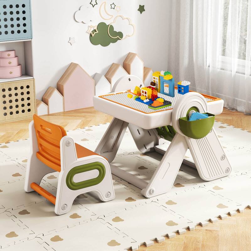 Costway 6-in-1 Multi-activity Children Table & Chair Set with Pen - See Details