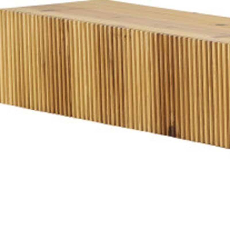 HomeRoots 59" Natural Ribbed Texture Solid Wood Wall Mounted Mantel Floating Shelf - 59.06 in. x 5.91 in. x 7.87 in.