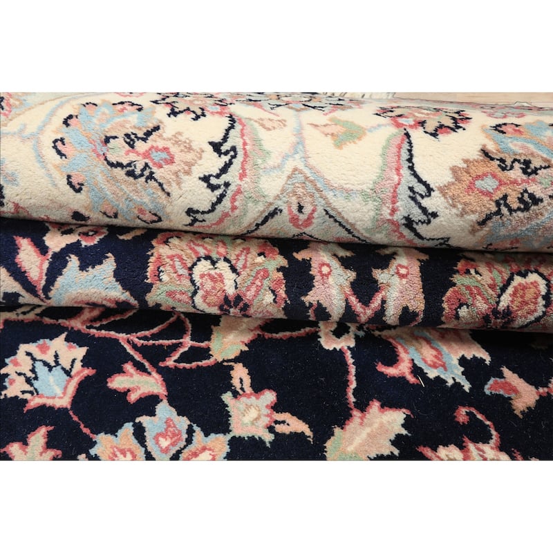 8'1''x10'2'' Hand Knotted Wool Midnight Blue Taabriz Traditional Are Rug - 8' 1'' x 10' 2''