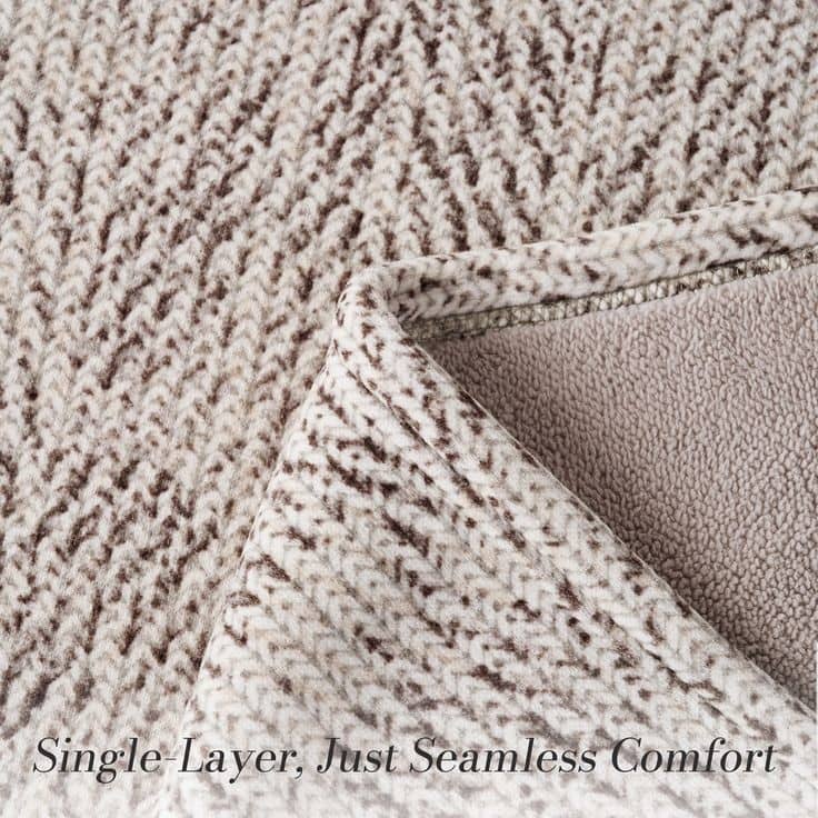 50" x 60" Single Layer Reversible Printed Chenille, Fleece Throw Blanket With Two Plush Effects, Soft and Machine Washable