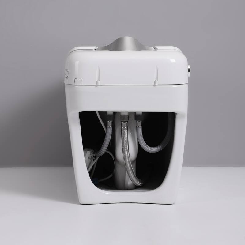 Smart Toilet Bidet Combo with Foot Sensor Open Cover/Seat,LED Display,Three Level Heated Seat/Airflow,Soft Close