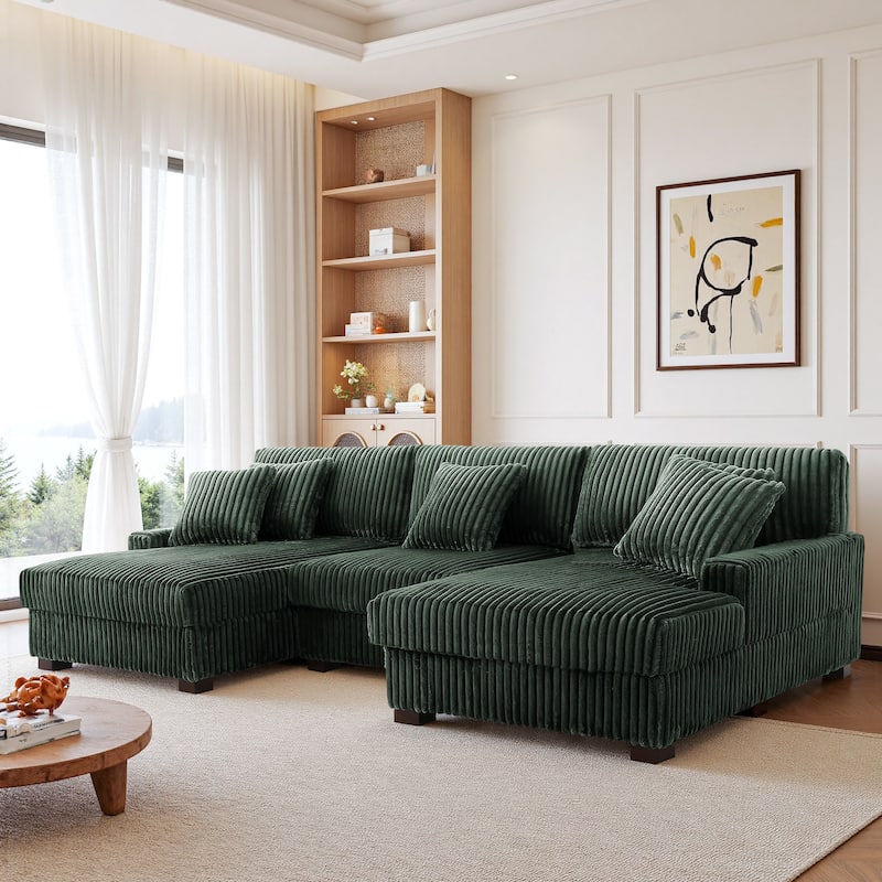 118.4"W Plush Modular Sectional Sofa with Pillows