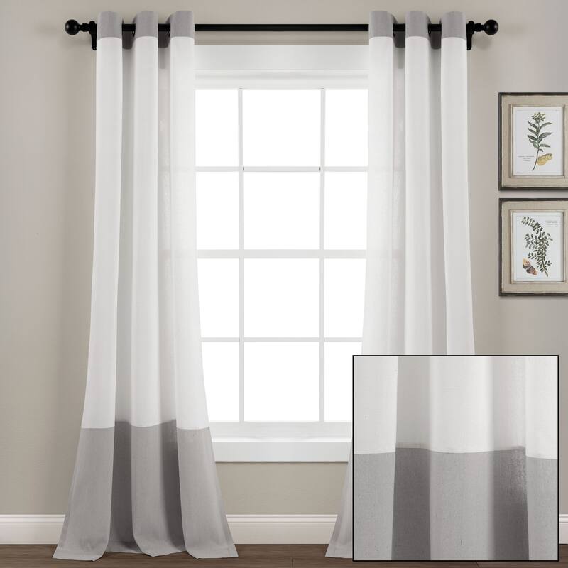 Lush Decor Faux Linen Grommet Colorblock Window Curtain Single Panel - 84" x 40"
