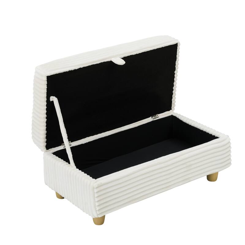 Corduroy Accent Chair & Storage Ottoman Set of 2, Single Sofa Armchair Lounge Chair with Pillows & Cup Holders