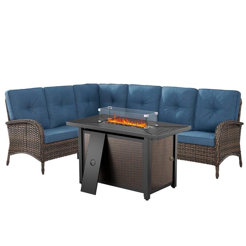 Patio Furniture Set with 43" Propane Gas Fire Pit Table