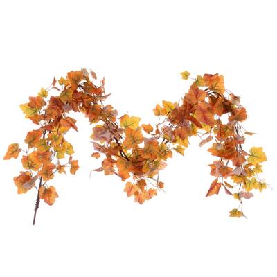 Vickerman 5' Fall Orange Artificial Leaf Garland.