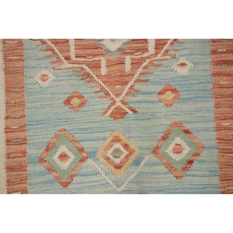 Hand Woven Oriental 100% Wool Carpet Southwestern Tribal Navy Blue & Blues Kilim Area Rug - 5' 11'' X 4' 0''