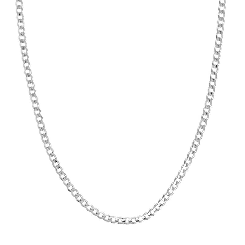 Curata 925 Sterling Silver Rhodium 4.4mm Light Curb Chain Necklace for Men (Lobster)