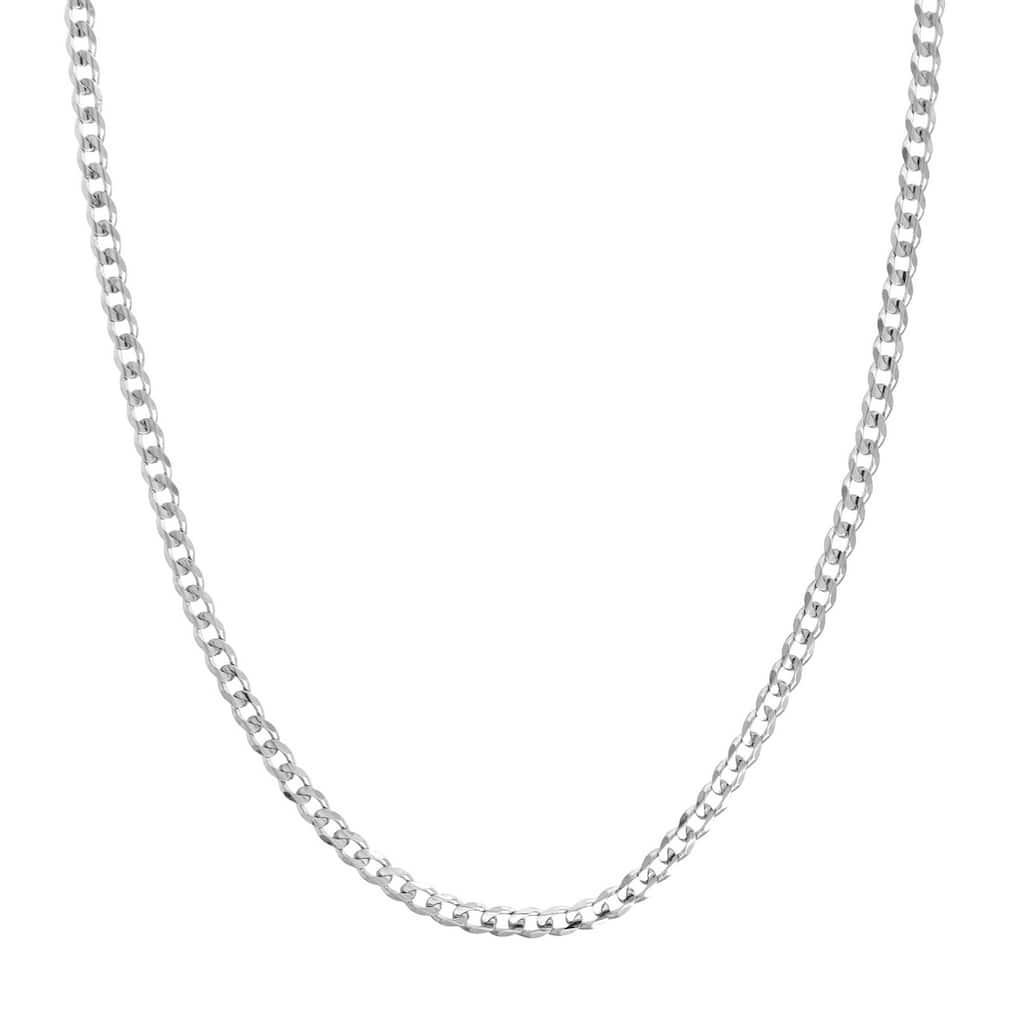Curata 925 Sterling Silver Rhodium 4.4mm Light Curb Chain Necklace for Men (Lobster)