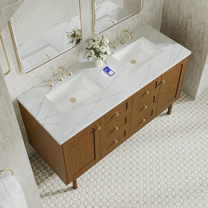 James Martin Vanities 545-V60D-FENC Laurent 60" Double Basin Poplar