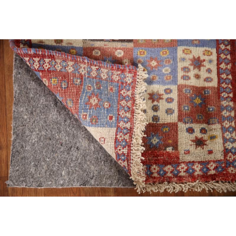 Geometric Yalameh Persian Vintage Area Rug Hand-knotted Wool Carpet - 1'11"x 3'0"