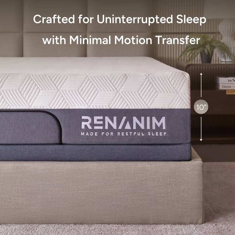 Renanim Cooling Gel Memory Foam Mattress, Breathable & Supportive for Cooler Sleep