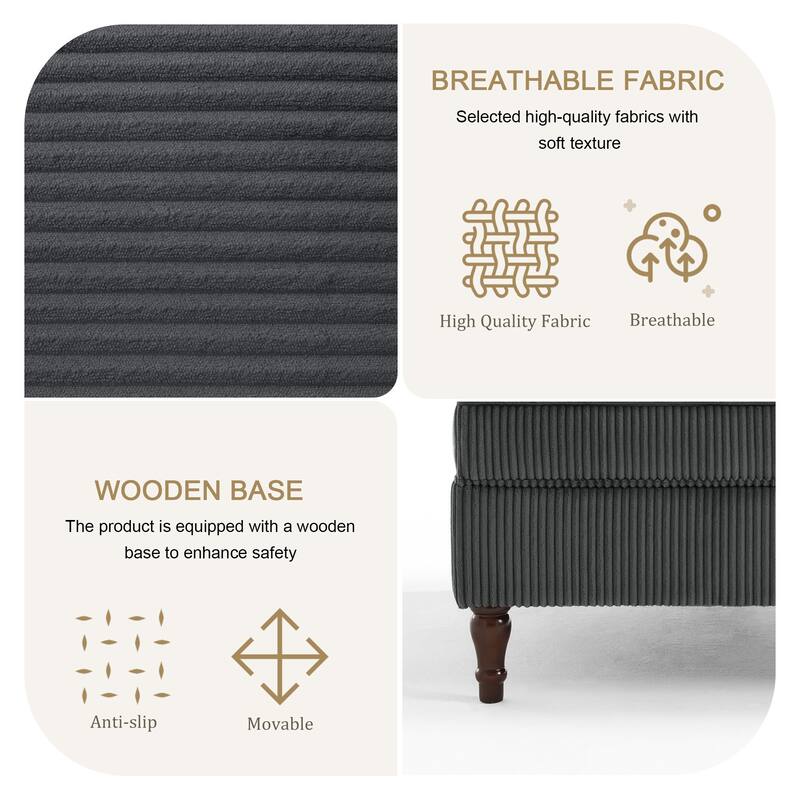 Corduroy Tufted Accent Chair Armchair and Ottoman Set