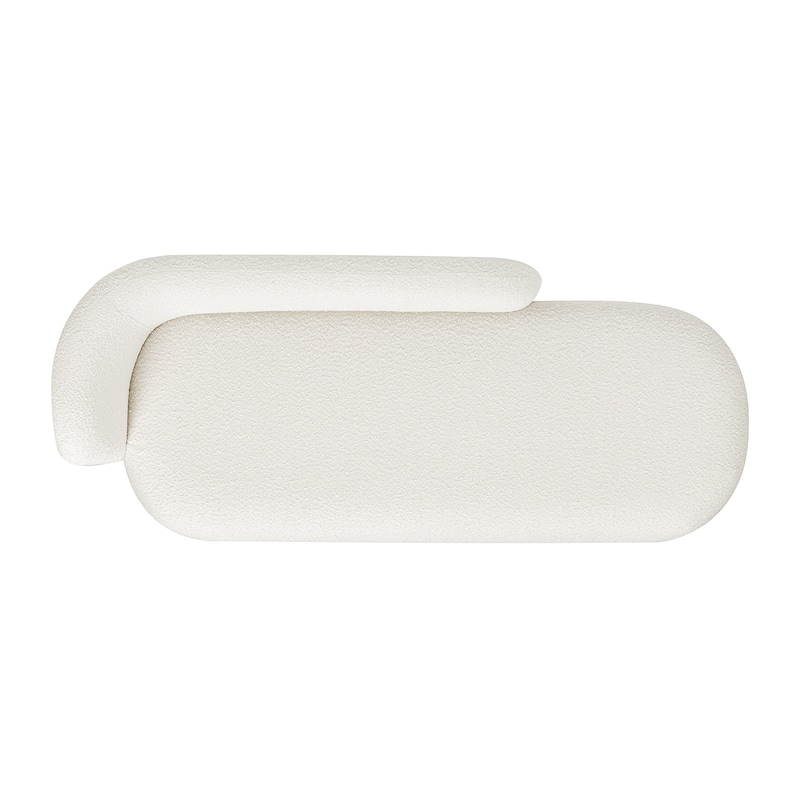 Aire 75" Ivory White Boucle Curved Arm Chaise Lounge Chair