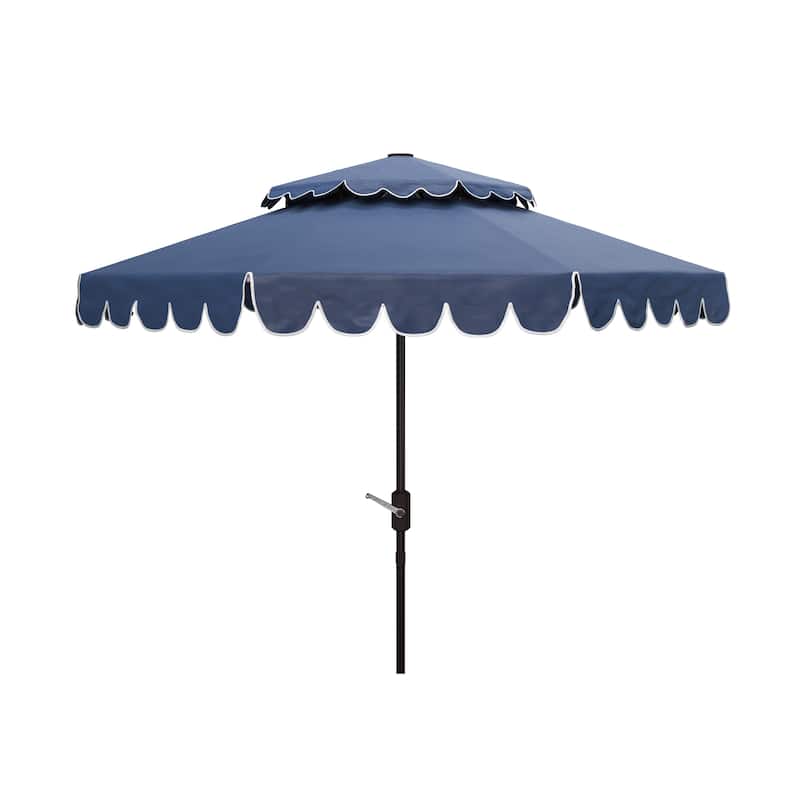 SAFAVIEH Outdoor Månika 9Ft Round Double Top Crank Umbrella