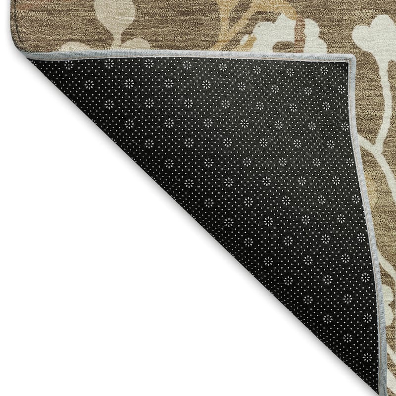 Machine Washable Indoor/ Outdoor Floral Border Chantille Rug
