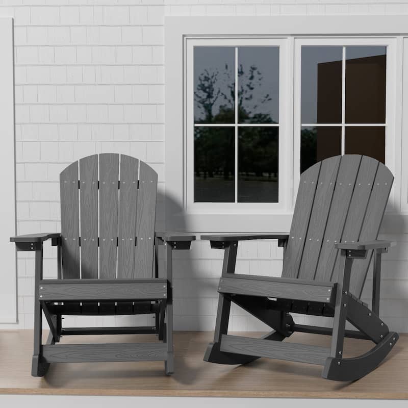 WINSOON All Weather Outdoor Rocking Chair, Set of 2 - Grey-Ax2