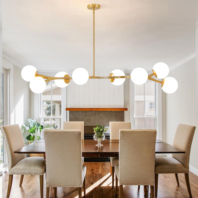 Dimmable Modern Chandelier for Dining Room with Frosted Glass Shade