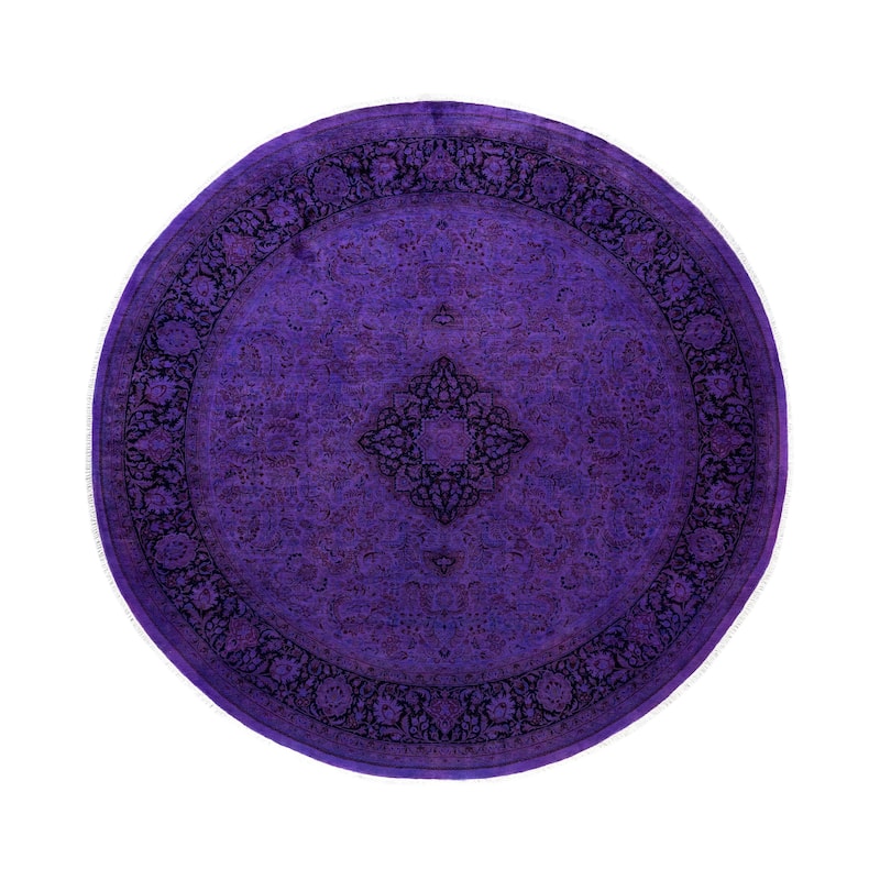 Overdyed One-of-a-Kind Hand-Knotted Area Rug - Purple - 8' 7" x 8' 9"