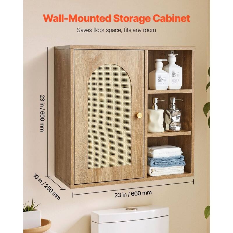 Wall-Mounted Bathroom Storage Cabinet with Multi-Layer Adjustable Shelves for Bottles and Toiletries - 23” x 10” x 23”