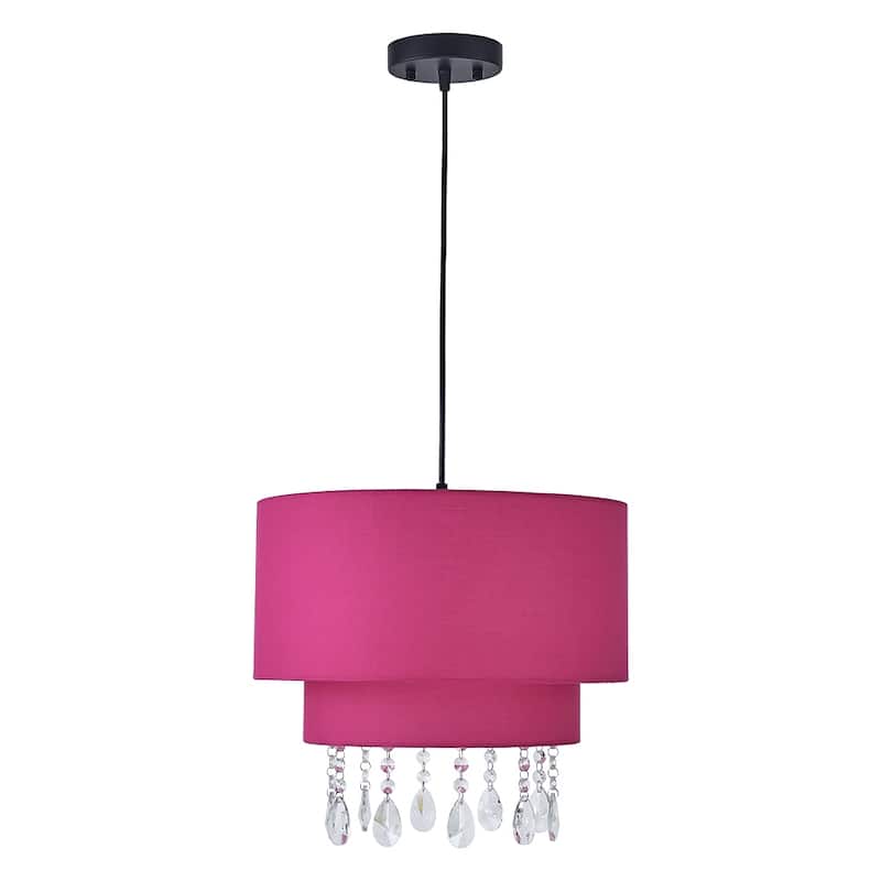 15 inch 3 lights pink cloth with crystal decoration 15 inch pendant