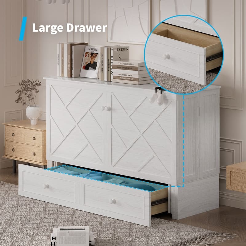 Mixoy Murphy Bed Chest with Mattress and Storage