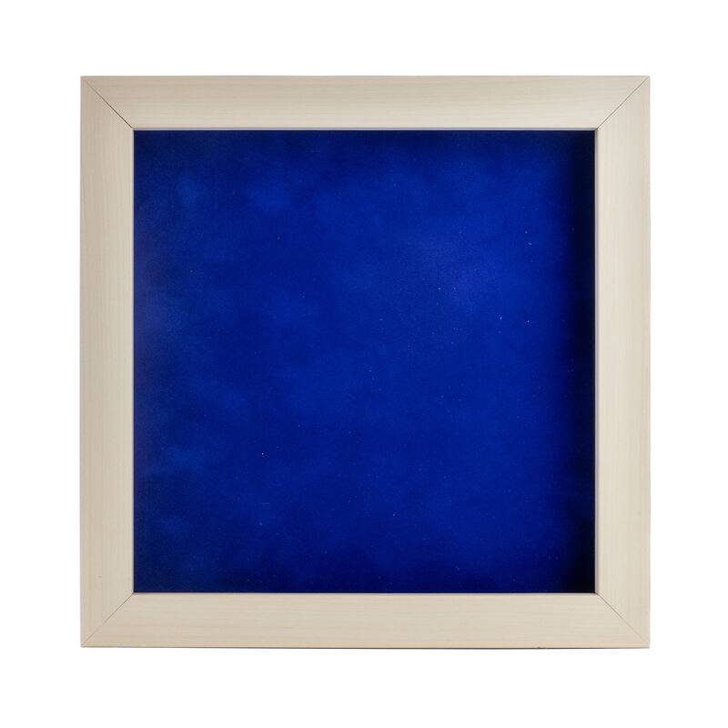 13x13 Shadow Box Frame White Washed Wood | With a 3/4" Usable Display Depth | Includes a Royal Blue Real Suede Texture Acid-Free