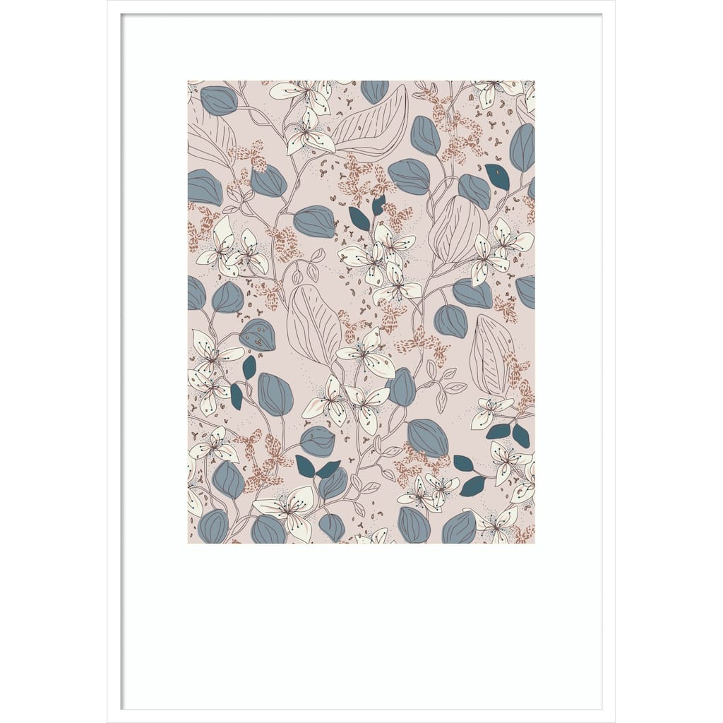 Floral elegance relaxed subtle contrasts pattern by Annick Wood Framed Wall Art Print