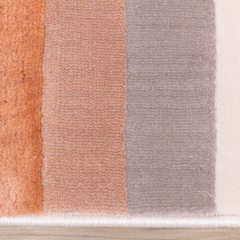 Bloom Collection - Pink/Grey/Cream Modern Art Area Rug, 5'3" x 7'7"