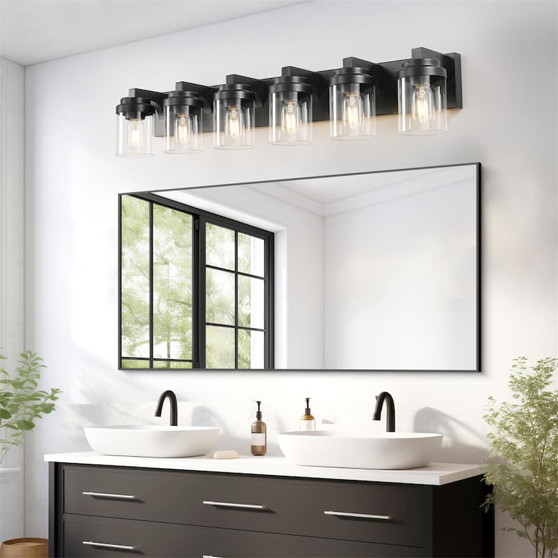 31" 6-Light Black Bathroom Vanity Light