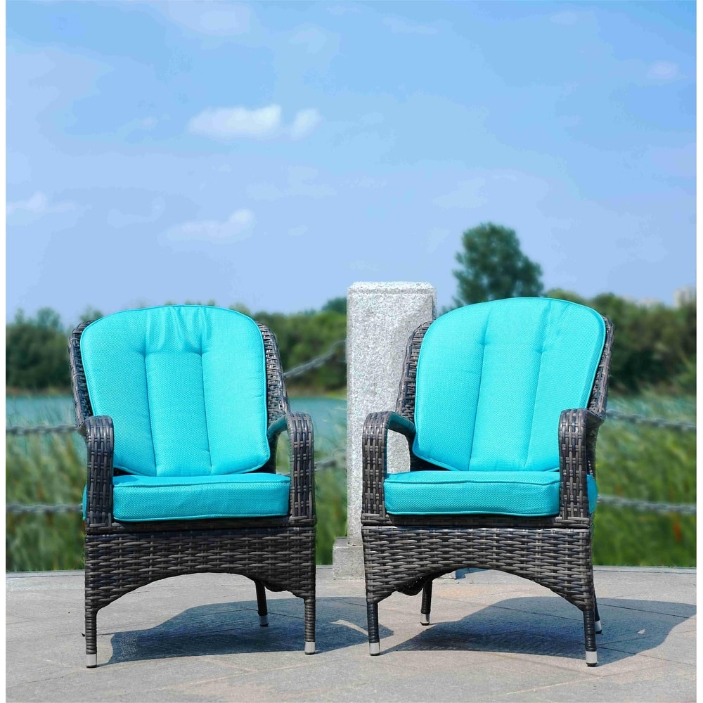 Moda 2-Piece Outdoor Wicker Dining Chairs with Cushions