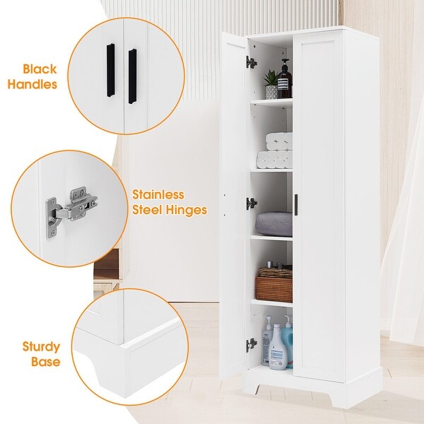Tall Bathroom Storage Cabinet with 2 Doors Adjustable Shelf Pantry Storage Cabinet Narrow Cabinets for Kitchen Bathroom On Sale Bed Bath Beyond 38318946